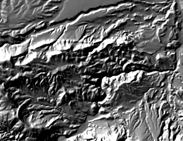 Mapa de sombras en una zona con águila perdicera.